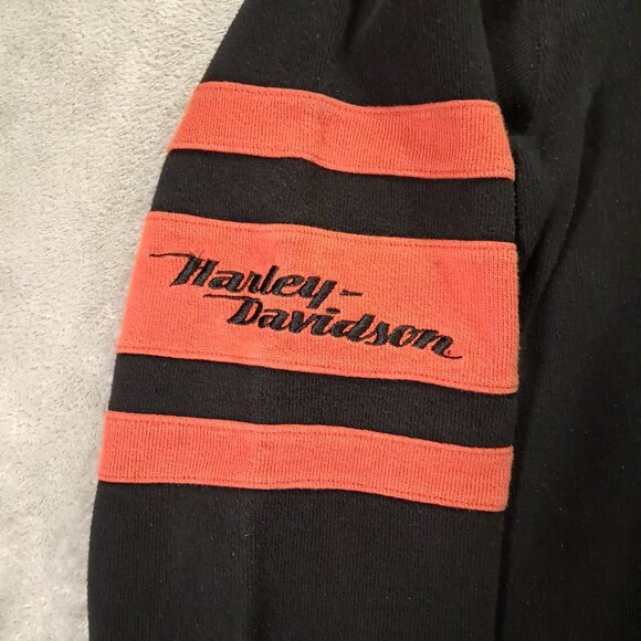 Harley Davidson Sweater Men 2XL XXL 1/4 Button Black Orange Colorblock Embroider - Picture 5 of 13